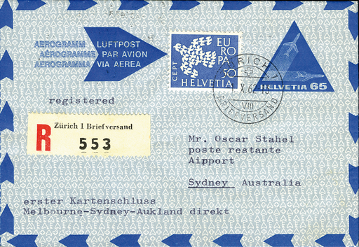 [7373.62.34] 1962, Zürich - Melbourne - Sydney - Auckland