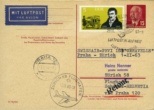 [7373.63.25] 1963, Prag - Zürich ab DDR