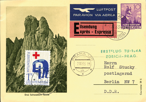 [7373.63.26] 1963, Zürich - Prag ab Liechtenstein
