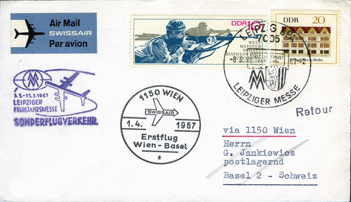 [7373.67.03] 1967, Wien - Basel ab Leipzig