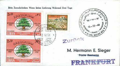 [7373.68.24] 1968, Beyrouth - Zürich