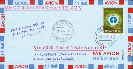 [7373.72.14] 1972, Zürich - Tel Aviv ab UNO Genf