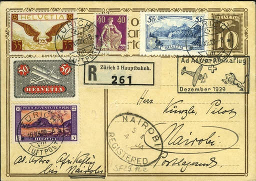 [7374.29.13] 1929, II. Schweizer Afrikaflug Zürich - Nairobi