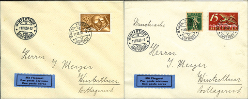 [7374.30.22] 1930, 1. Abwurfversuch Fluglinie Basel - St. Gallen - Zürich