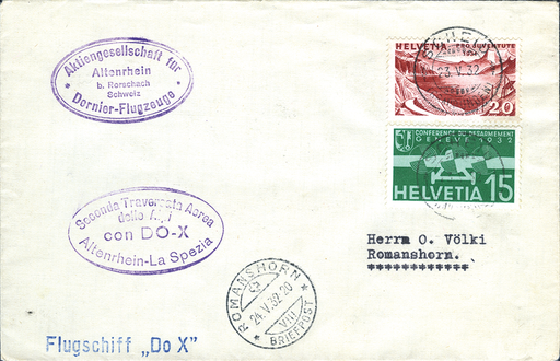 [7374.32.24] 1932, DO-X-Überflug nach Italien (Abnahmeflug) Bodensee - Genua - La Spezia vom 13. Mai