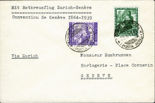 [7374.39.18] 1939, Genf - Zürich - Genf, Zürich - Genf, Rotkreuz-Postflüge