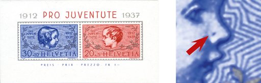 [7390.83.20] 1937, 25 Jahre Pro-Juventute-Marken, "Raupe auf der Nase"