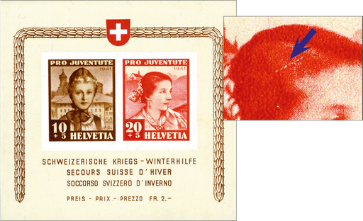 [7390.99.09] 1941, Kriegswinterhilfe, "Y-förmiger Rasterfehler im Haar"