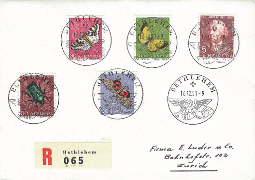 [7390.168.05] 1957, Bildnis Leonhard Eulers und Insektenbilder