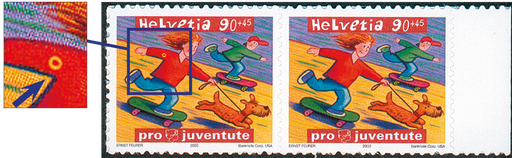 [7390.2004.01] 90 Rp. Kindermotiv, Abart:"Fleck auf der Achsel "