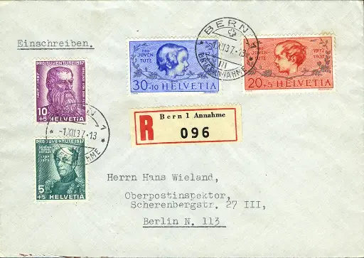 [7396.81.01] 1937, Bildnisse General Dufours und Nikolaus' von Flüe, Knaben- und Mädchenkopf