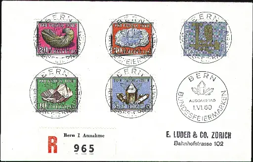 [7402.96.01] 1960, Mineralien und Versteinerungen, Symbole