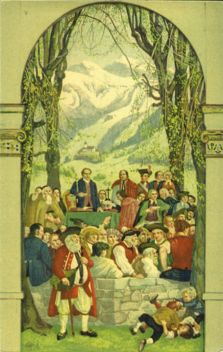 [7404.22.02] 1918, 7 1-2 Rp. Landsgemeinde Nr. 3: Drei Kinder raufen