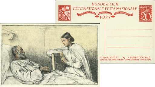 [7404.46.05] 1927, 20 Rp. Krankenschwester am Bett