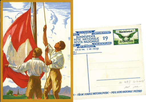 [7404.60.04] 1929, 40 Rp. Fahnenaufzug, ENTWERTET