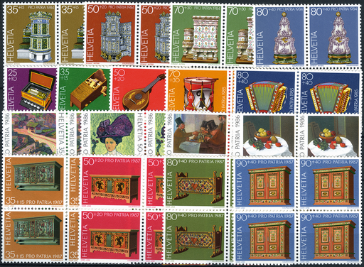 [7405.202.03] 1984-1987, Pro Patria-Viererblock-Kollektion