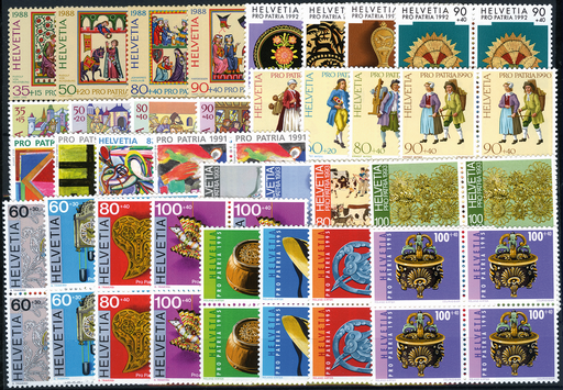 [7405.219.03] 1988-1995, Pro Patria-Viererblock-Kollektion