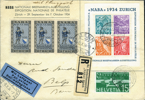 [7411.1.16] 1934, Nationale Briefmarkenausstellung in Zürich (NABA)