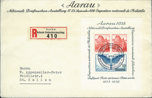 [7411.11.02] 1938, Nationale Briefmarkenausstellung in Aarau