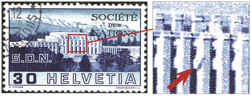 [7440.58.03] 30 Rp. hell-dunkelblau, "Gebrochene Säule"