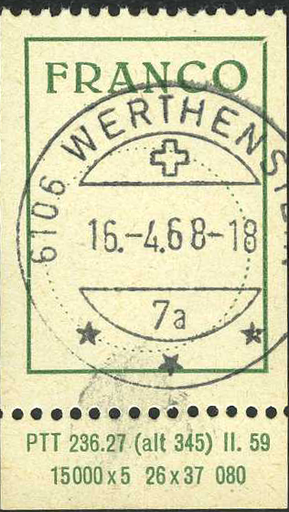 [7570.5.10] 1959, Antiquaschrift, einfache Linienfassung, mit Anhänger