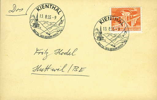 [7599.141.01] 1955, KIENTHAL 13.08., auf Karte nach Huttwil