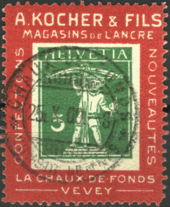 [7601.2.10] 5 Rp. grün, Rahmen rot