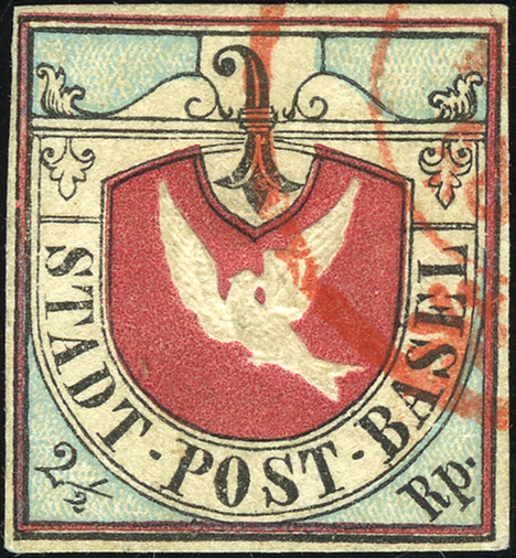 [7020.8.77] 1845, Basler Taube schwarz-blau-karmin