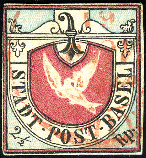 [7020.8.76] 1845, Basler Taube schwarz-blau-karmin