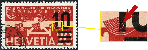 [7370.21.07] 10 - 20 Rp., rot-gelbrosa, " kreisrunder Fleck im Aufdruck"