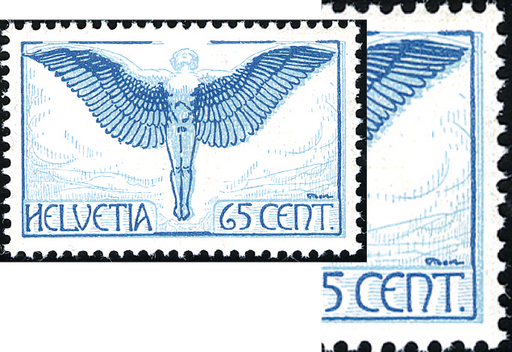 [7370.10.10] 65 Rp. blau-hellblau, "Verschobeber Unterdruck"