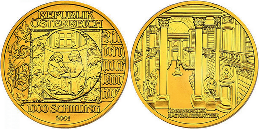 [7997.2001.62] 2001, 1000 Schilling "Buchmalerei"