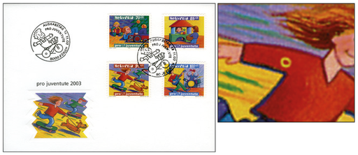 [7396.371.01] 90+45 Rp.Kinderrechte, "Schabenloch am Arm"