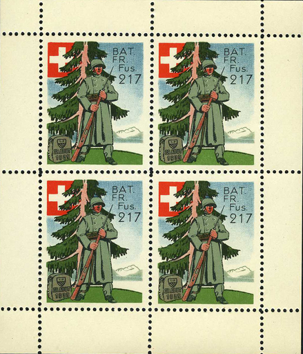 [7594.106.07] 1939, Grenztruppen Bat.Fr.Fus.217, Viererbögli