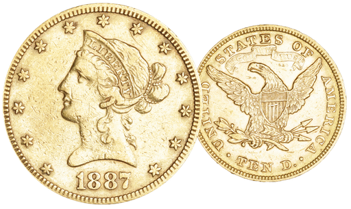 [7997.1887.01] 1887, 10 USD &quot;Liberty Head&quot;, Gold Au (0.900), 16.71 g schwer