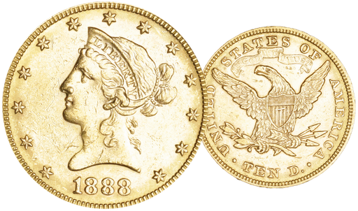 [7997.1888.01] 1888, 10 USD &quot;Liberty Head&quot;, Gold Au (0.900), 16.71 g schwer