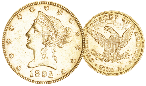 [7997.1892.01] 1892, 10 USD &quot;Liberty Head&quot;, Gold Au (0.900), 16.71 g schwer