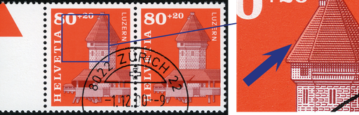 [7410.74.27] 1993, Zugunsten der Kapellbrücke in Luzern, Fleck an der Dachkante
