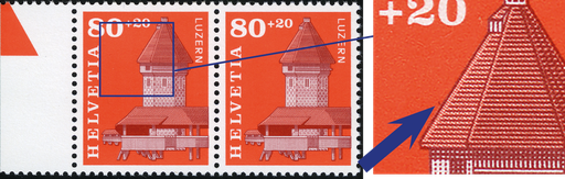 [7410.74.28] 1993, Zugunsten der Kapellbrücke in Luzern, Fleck an der Dachkante