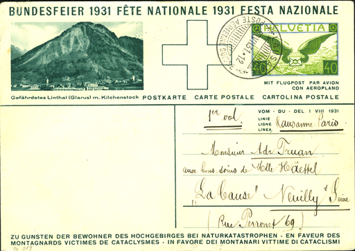 [7373.31.49] 1931, Erstflug Lausanne-Paris