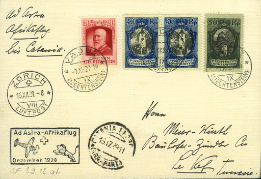 [7374.29.15] 1929, II. Schweizer Afrikaflug Zürich - Catania