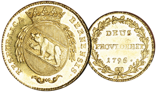 [8013.1795.04] 1795, Doppelduplone Bern, 15.22g schwer, Gold, vorzügliche bis unzirkulierte Erhaltung