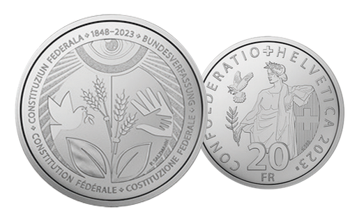 [7996.2023.02] 2023, 20 Fr. Gedenkmünze &quot;175 Jahre Bundesverfassung&quot;