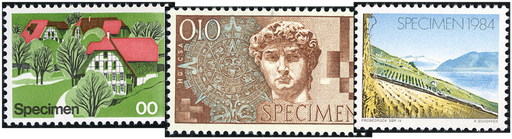 [7300.1953.07] 1943-1984, Maschinenproben-Versuchsdrucke der Schweizer Post