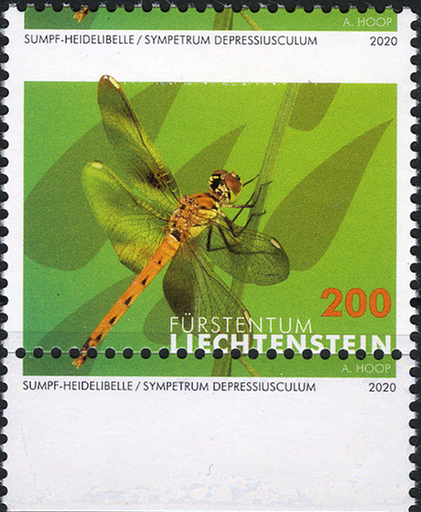 [7820.1934.06] 2020, Libellen II, Druckverschiebung, unteres Bogenrandstück