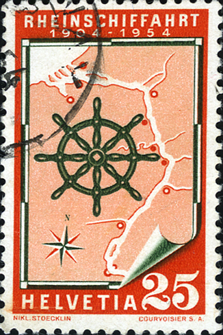 [7300.318.03] 25 Rp. Rheinschiffahrt, &quot;Fehlender Blaudruck&quot;
