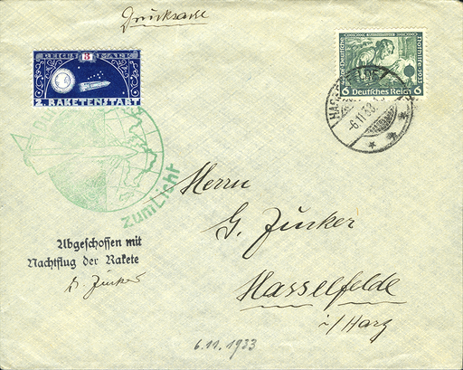 [3827.1933.06] 1933, Raketenpost "Durch Nacht zum Licht I"