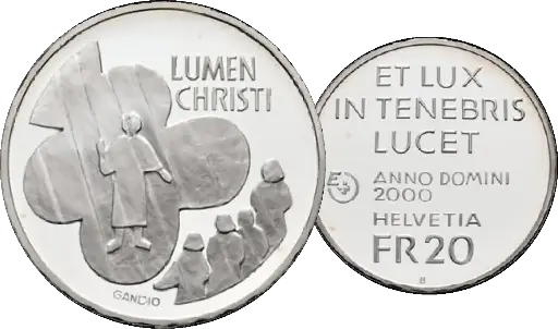 [7996.2000.06] 2000, 20 Fr. Gedenkmünzen "Lumen Christi", Probeprägung