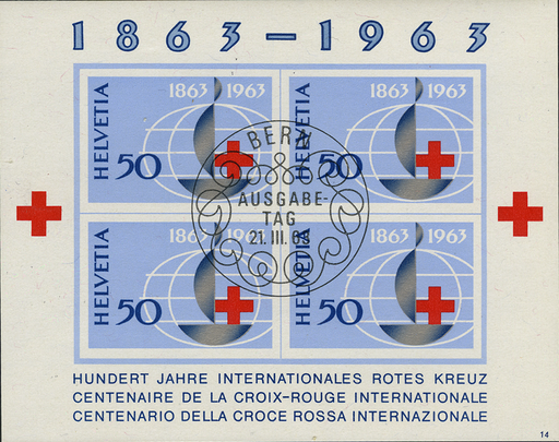 [7410.40.04] 1963, 100 Jahre Rotes Kreuz, markante Druckverschiebung