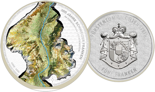 [7986.2024.38] 2024, 5-Franken-Silber &quot;100 Jahre Schweizer Franken im Fürstentum Liechtenstein&quot;